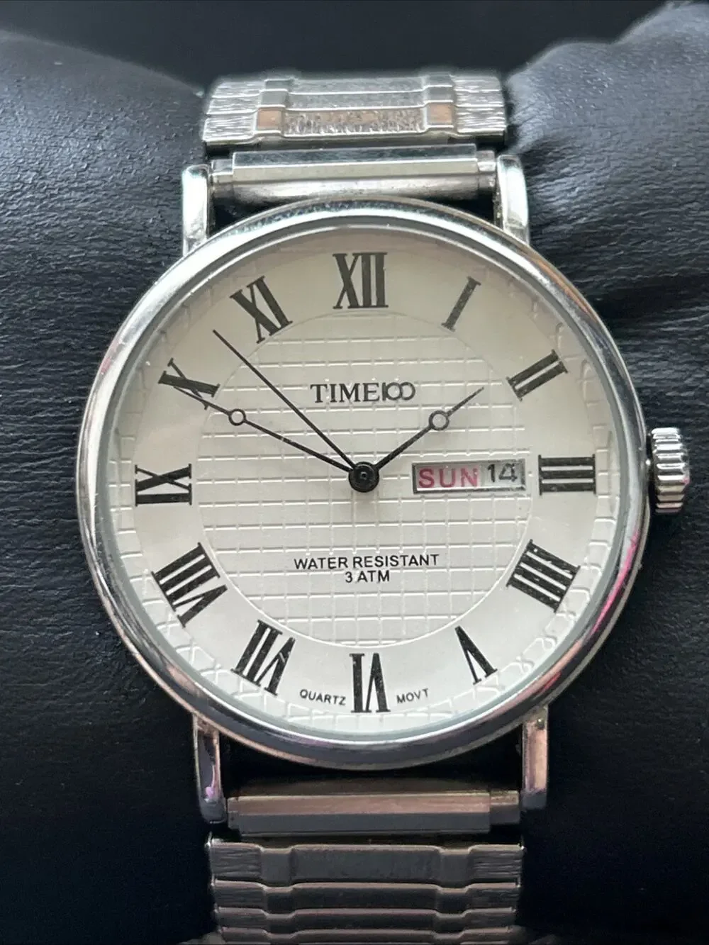 Time 100 White Dial Silver Tone Men’s Quartz Watch